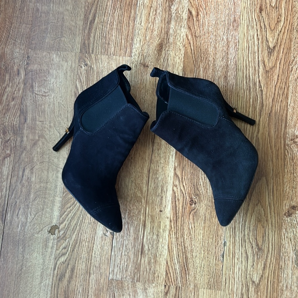 Tory Burch Black Suede Pointed-Toe Ankle Boots